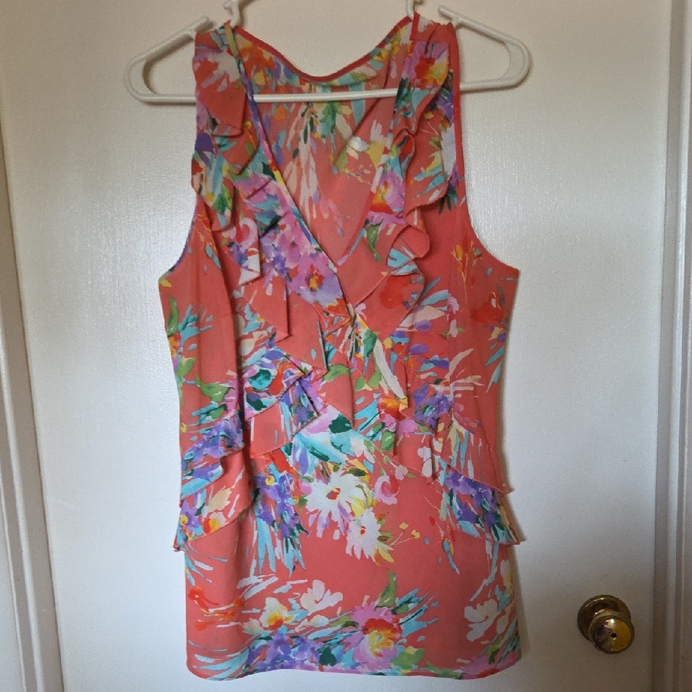 Floral Ruffle Sleeveless Top